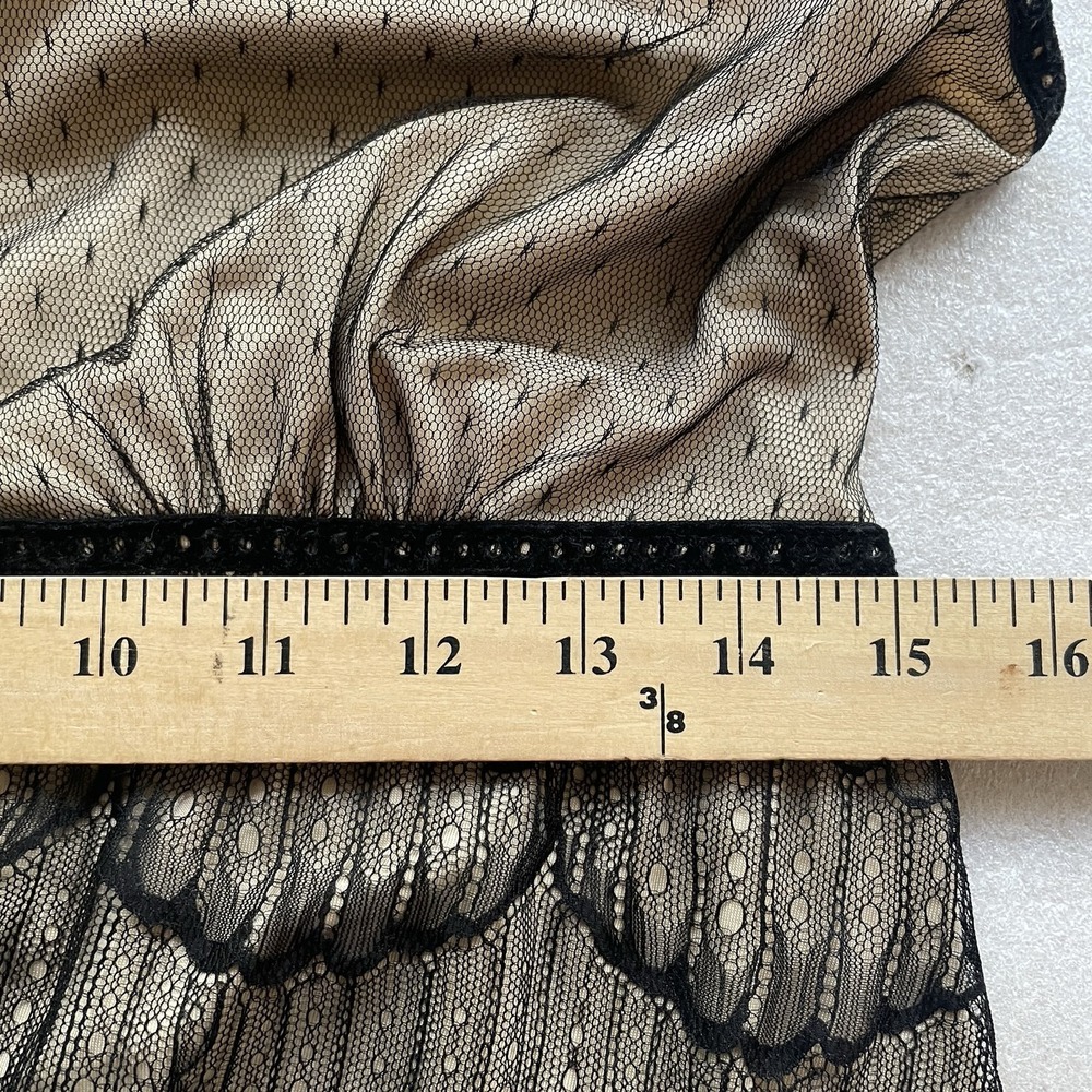 Vintage Max Studio SP Dress Women Large Beige‎ Black Lace Overlay Y2K Sleeveless - Picture 8 of 12